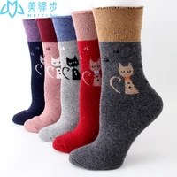 12 pair per set thickened wool socks winter warm cat cartoon socks hot selling womens socks