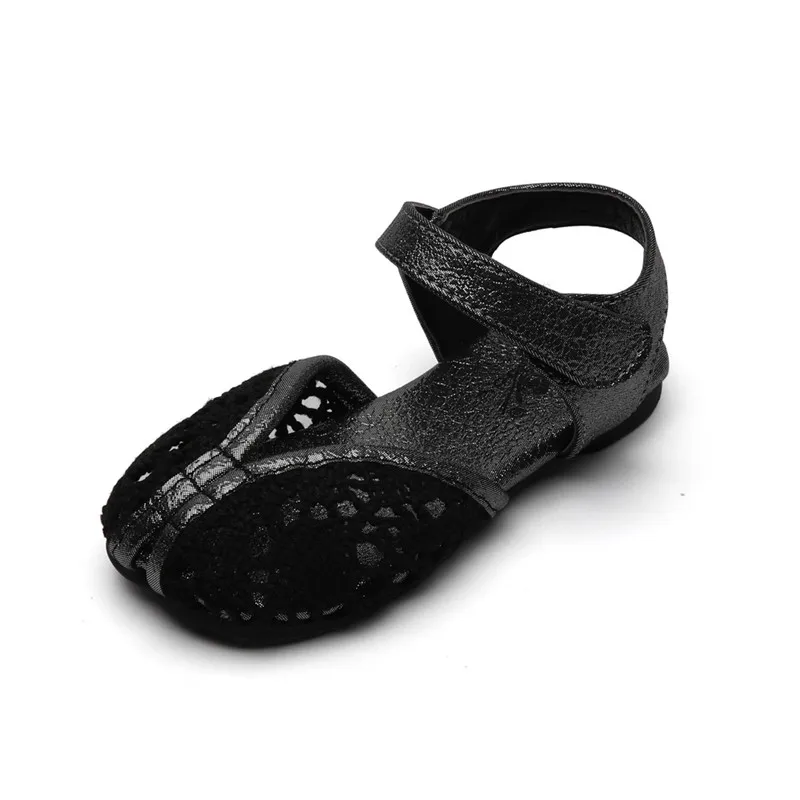 Сандалии с перфорацией для девочек Нескользящие босоножки принцессы на липучке