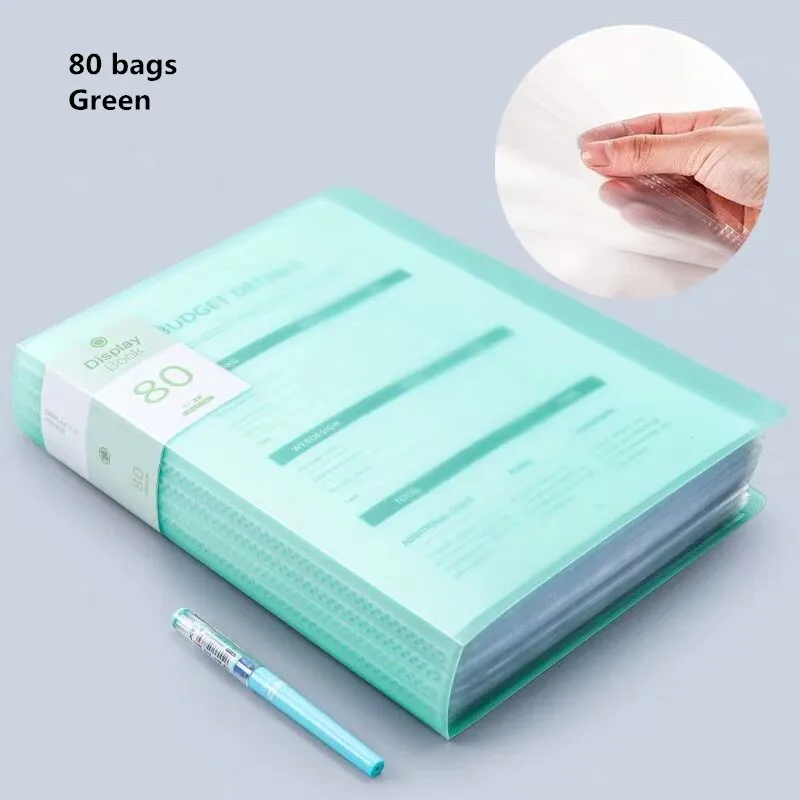80PCS Bag Green 30 60 80 страниц A4 папка для файлов музыкальная смотровая бумага Органайзер сумка для хранения стол сумки для документов лист протекторы чехол канцелярские принадлежности - Цвет: 80PCS Bag Green
