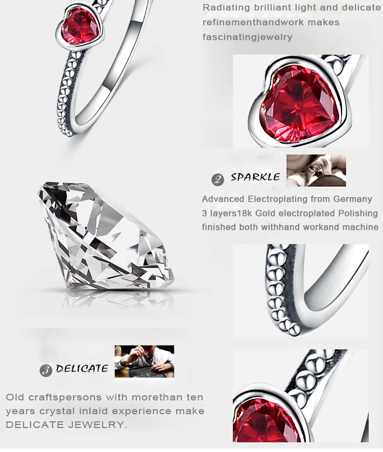 CodeMonkey Hot Sale 925 Sterling Color Love Heart Ring Stackable Ring with Purple Zircon for Women Wedding Jewelry R034