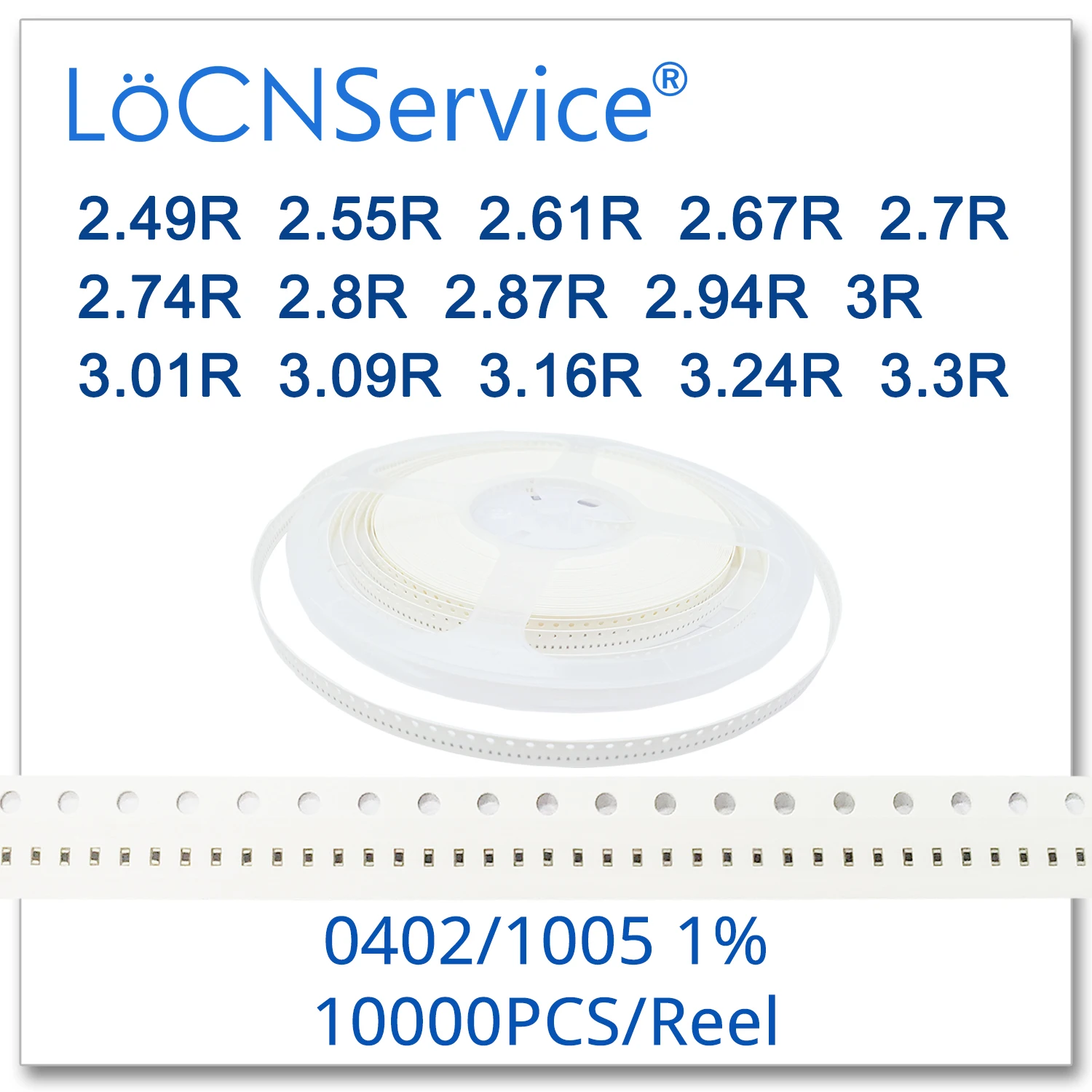 LoCNService 0402 1% 10000 шт. 2.49R 2.55R 2.61R 2.67R 2.7R 2.74R 2.8R 2.87R 2.94R 3R 3.01R 3.09R 3.16R 3.24R 3.3R 1005