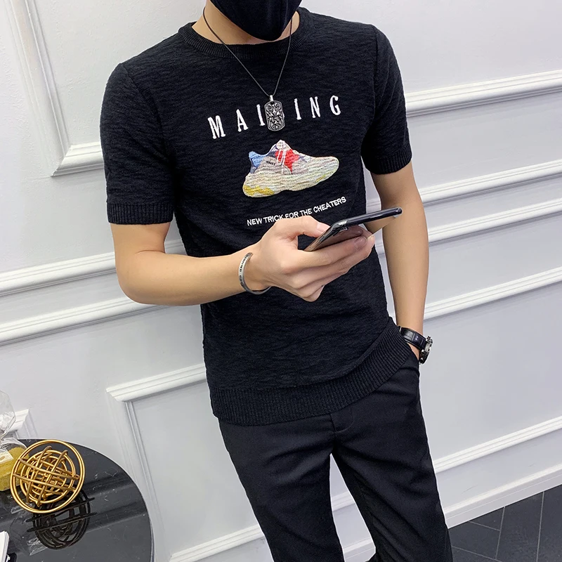 Кроссовки с короткими рукавами Трикотажная футболка принтом Футболка из