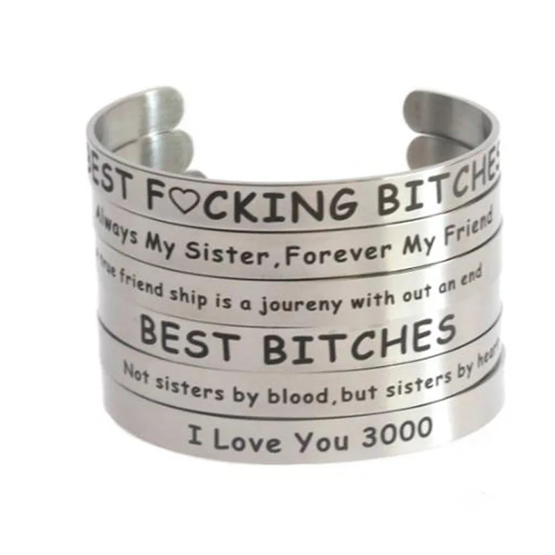 

10 pcs Fashion Love Jewelry Cuff Bracelet Engraved Positive 8mm Stainless Steel Bracelets & Bangles for women Best Gift