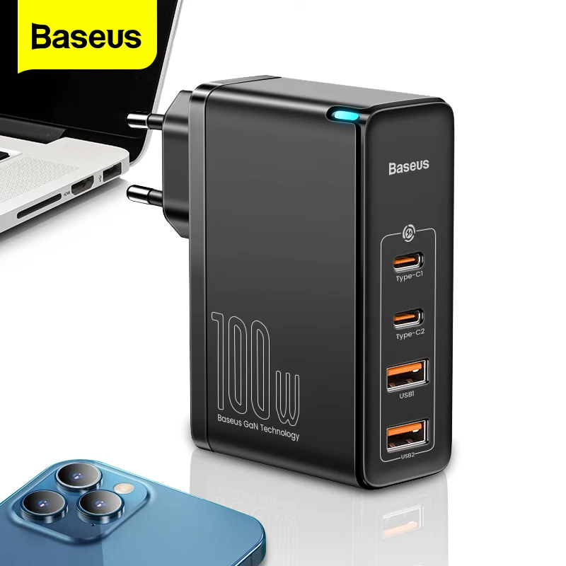 Зарядное устройство Baseus 100 Вт GaN USB C Quick Charge 4 0 QC 3 Type PD быстрое зарядное для iPhone 12