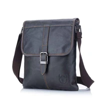mens leather briefcase single shoulder messenger casual sports outdoor soft top layer cowhide trend business small flat bag