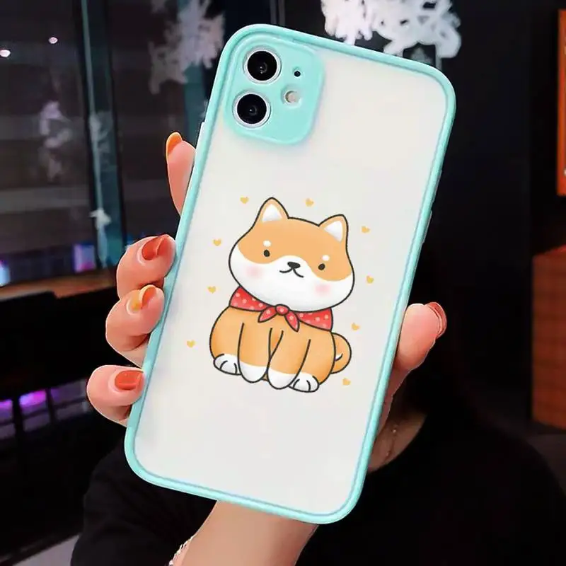 

Corgi Phone Case For iPhone 12 11 Mini Pro XR XS Max 7 8 Plus X Matte transparent blue Cover