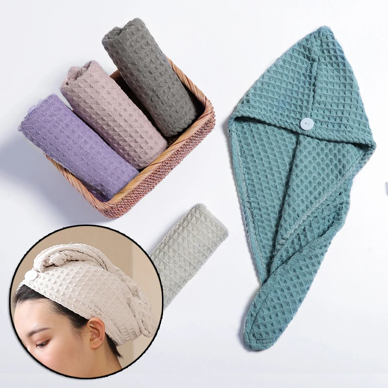 

Полотенце для сушки волос, ультравпитывающее удобное быстросохнущее полотенце для волос, тюрбан, полотенце для волос для женщин, влажные во...