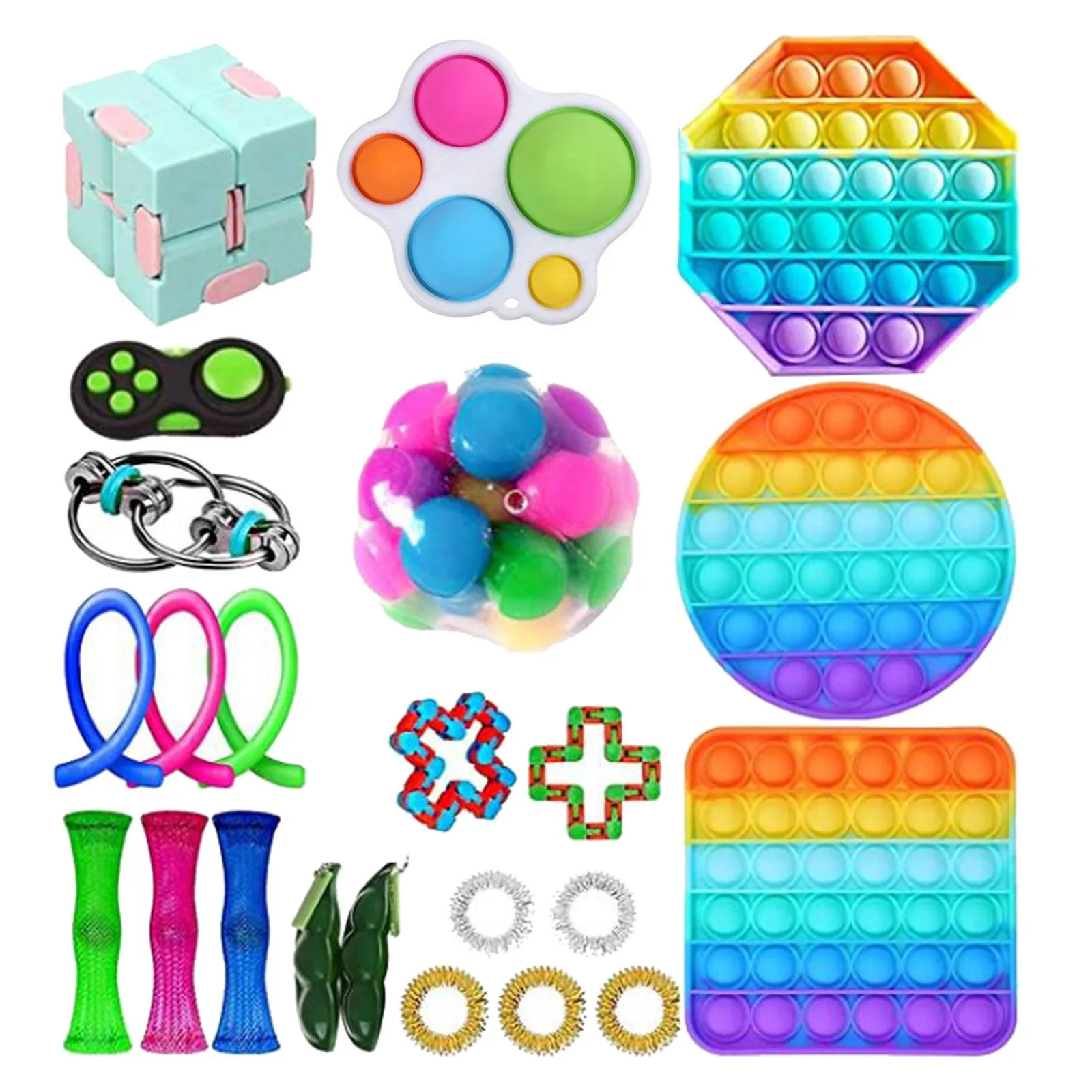 

Designs Fidget Toys 1/22/24/30PCS Pack Sensory Toy Set Antistress Relief Autism Anxiety Anti Stress Bubble for Kids Adults