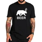 Футболка из 100% хлопка с медведем, забавная спортивная футболка с оленем, винтажные летние топы с коротким рукавом, европейские размеры, оригинальный дизайн
