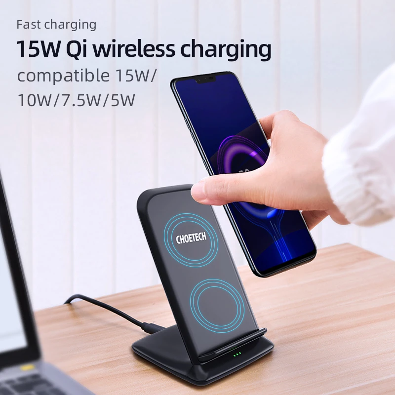 CHOETECH 15 Вт QI беспроводной Зарядник для LG V30 + V35 G8 Быстрое беспроводное зарядное