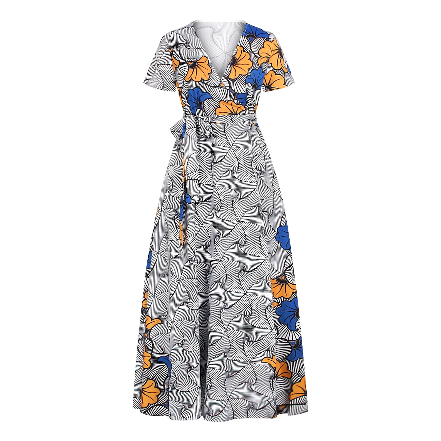 

Fashion Ladies African Clothes 2021 Summer Dress Evening Party Sexy V-neck Maxi American African Dresses for Women