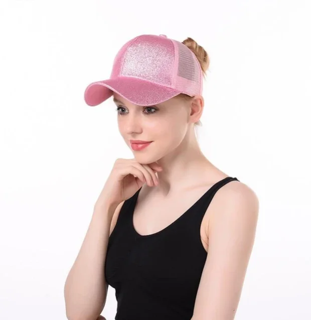 Бейсболка YLWHJJ Женская в сеточку модная кепка с открытой спиной и блестками для