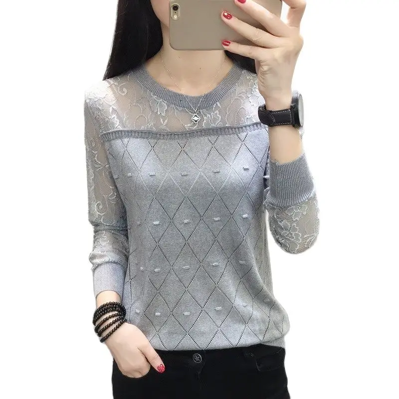 Платье без подкладки с кружевным воротником длинным рукавом тонкое для осени 2021 |