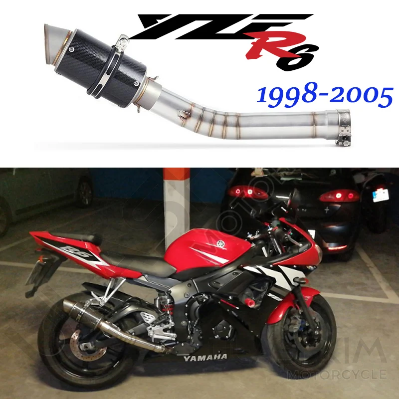 Глушитель выхлопной трубы мотоцикла средний передний Lik Slip On для Yamaha YZF 600 YZF-R6 R6 1998