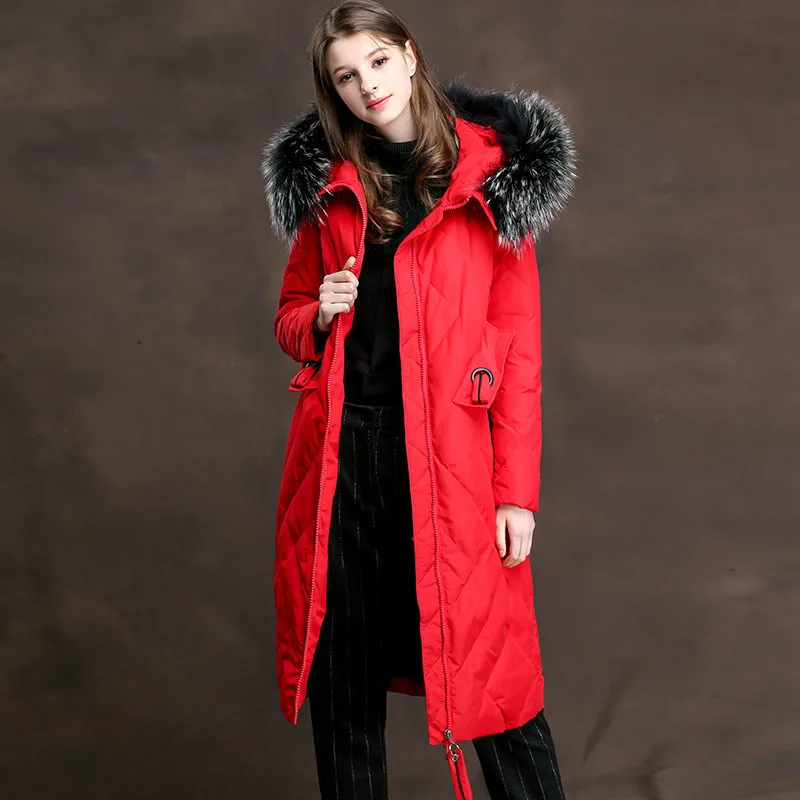 Женская куртка с воротником из лисьего меха корейский женский пуховик