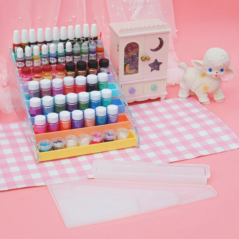 DIY Color Fine Flash Storage Rack Mold Powder Crystal Epoxy Mirror Lipstick Bracket Silicone Resin | Украшения и аксессуары