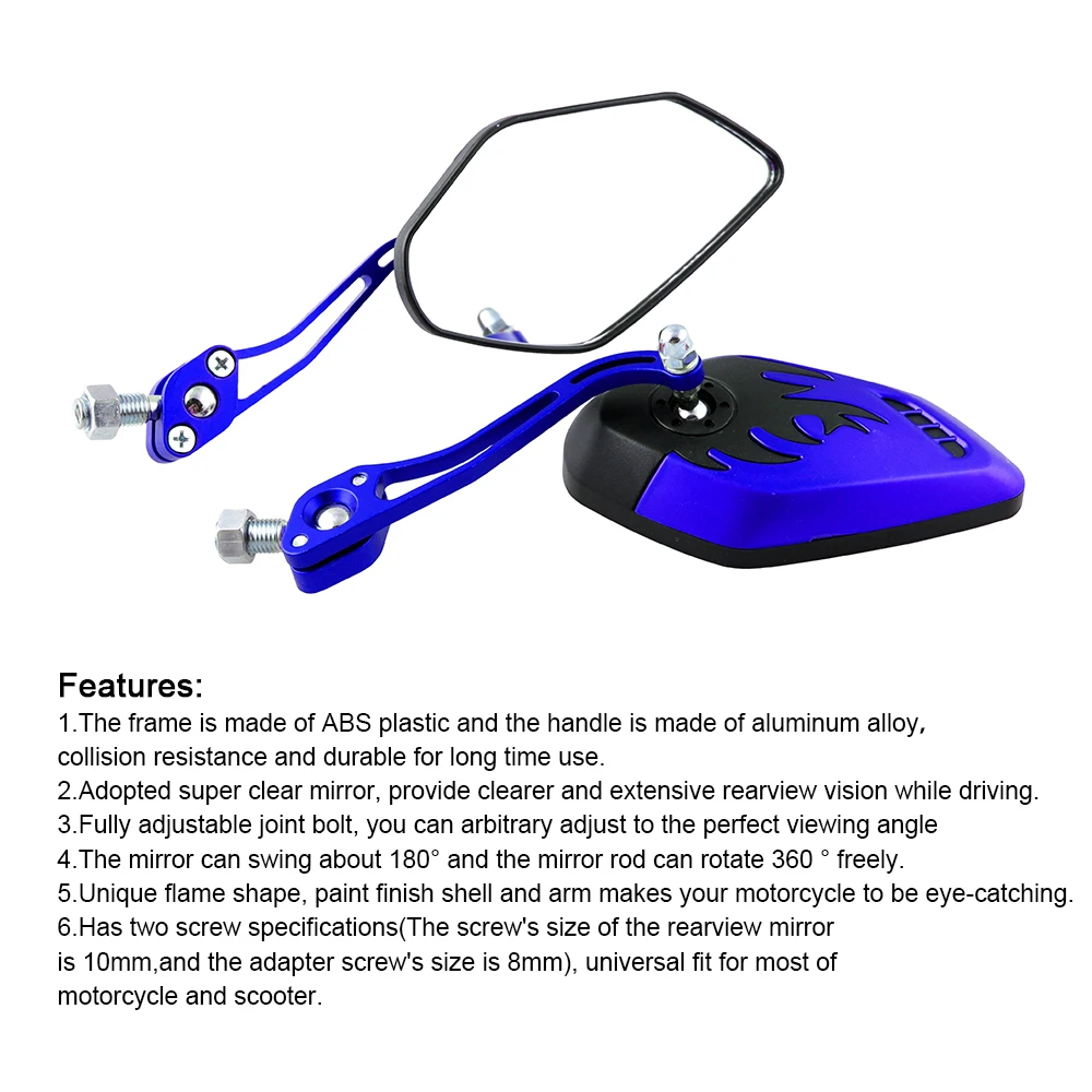 2 шт мотоциклетные зеркала заднего вида вращение на 360 градусов 8 мм 10 4 цвета для