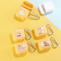 cartoon bear panda cute earphone case for apple iphone charging box for airpods pro soft candy color carabiner cover accessories