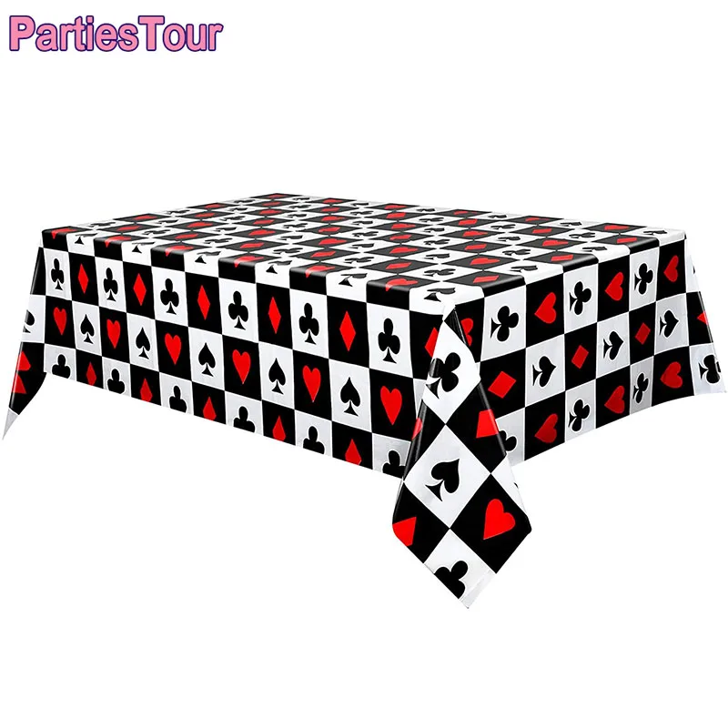 

1 set of 137x274cm Casino theme tablecloth Las Vegas Poker theme party disposable tablecloth plate cup birthday party supplies