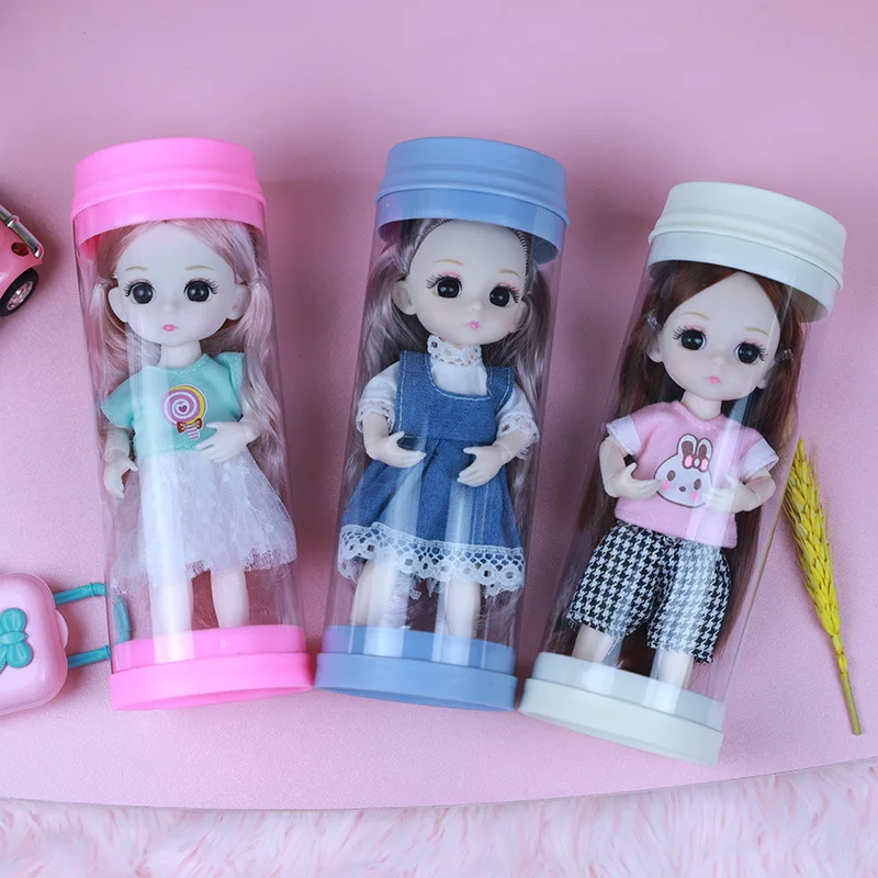 

New 16cm BJD Doll 13 Joint Movable Doll Skirt Suit Fashion Dress Up Girl Play House Toy 1/12 DIY Birthday Gift Transparent Box