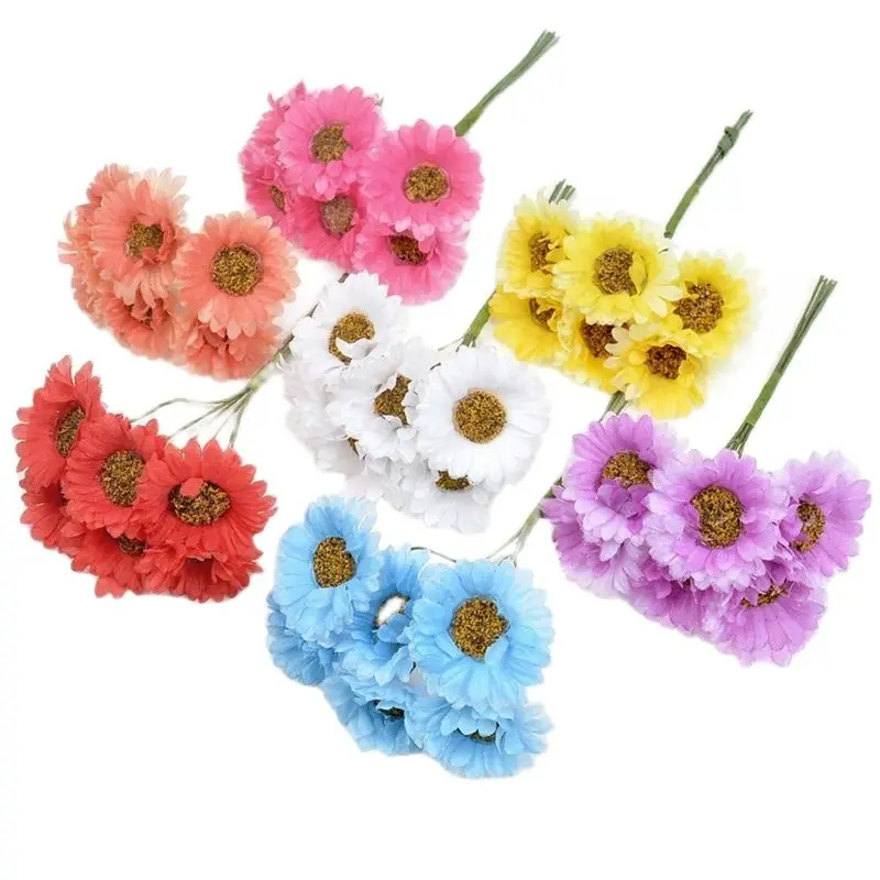 6 шт./лот мини шелковая Маргаритка искусственный цветок букет свадебное