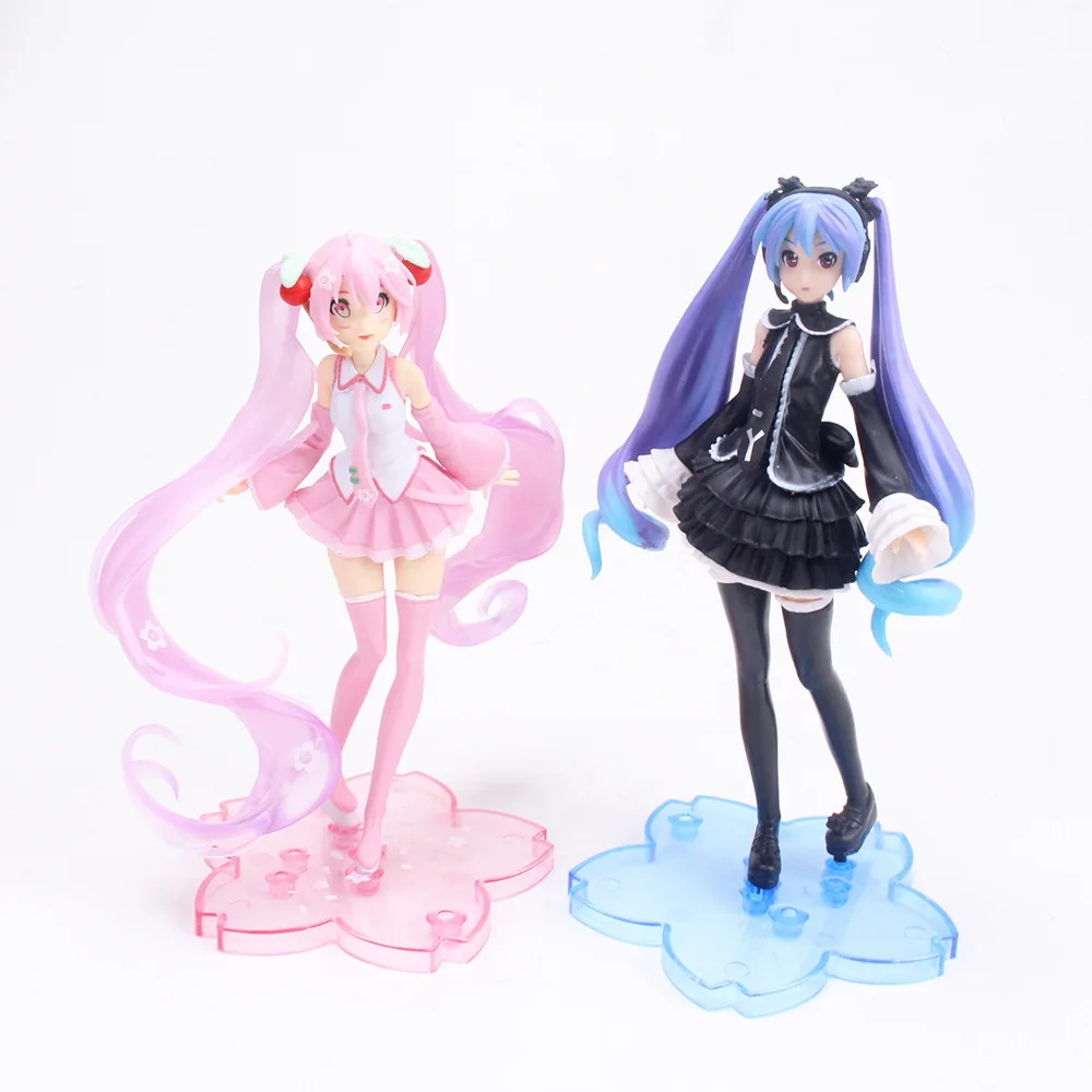 

Kawaii Pink Hatsune Miku Doll Anime Sexy Black Dress Ghost Doll Adult Collection Toy Room Desktop Decoration