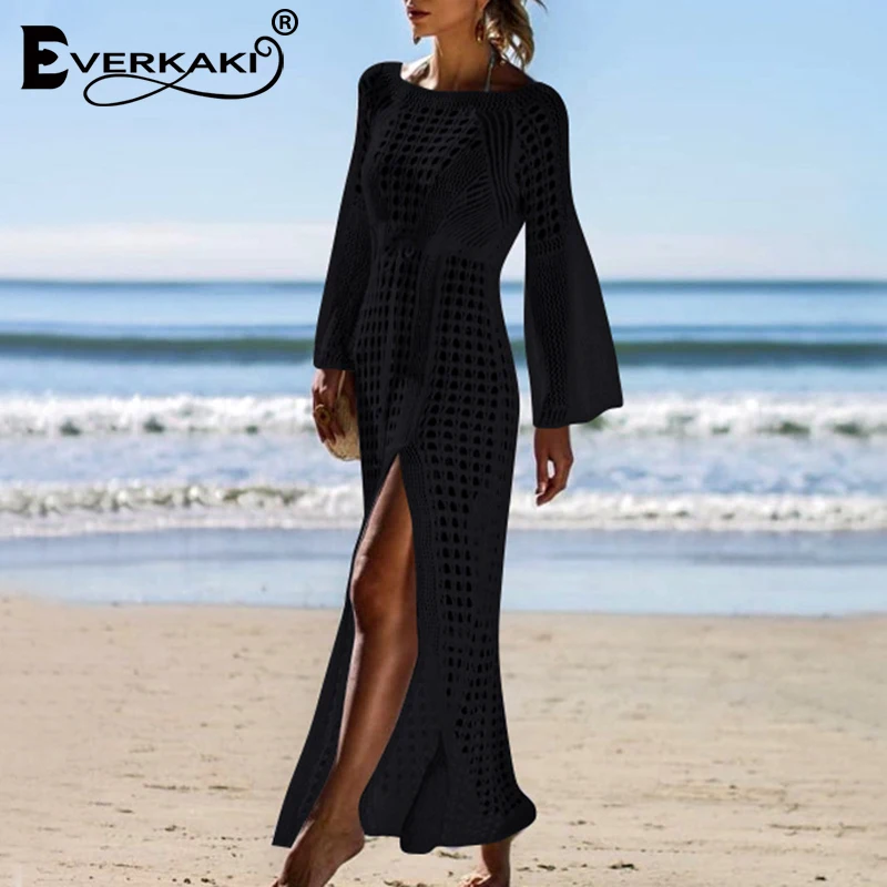 Everkaki Boho выдалбливают Сплошное Длинное платье женский комбинезон для