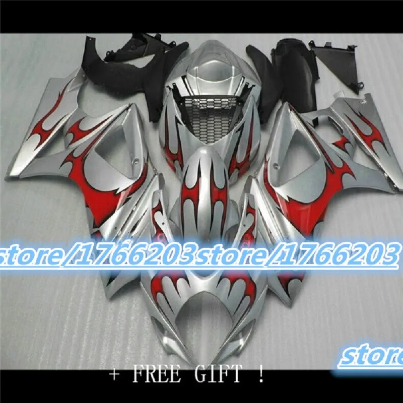 

New ABS Injection fairings kit for SUZUKI K7 GSXR1000 GSXR 1000 07-08 SUZUKI GSXR1000 2007-2008 K7 silver red black fairing