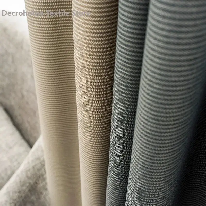 

Bei Ou Gentry Japanese Cotton Simple Striped Cotton and Linen Curtains for Bedroom Living Room Blackout Luxury Home Decor
