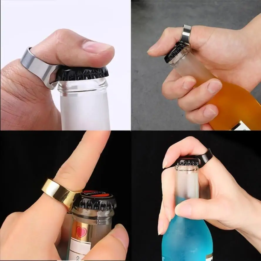 

5PCS Kitchen Stainless Steel Ring Beer Bottle Opener Easy Can Opener Multi-model Men Women Creative Ring Beer Bottle Ring Opener