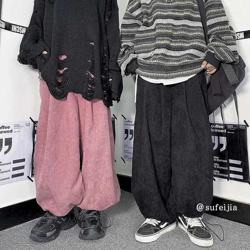 

Corduroy pants for men and women 2020 new slim and wild tide autumn and winter Japanese loose beam wide leg pants trousers