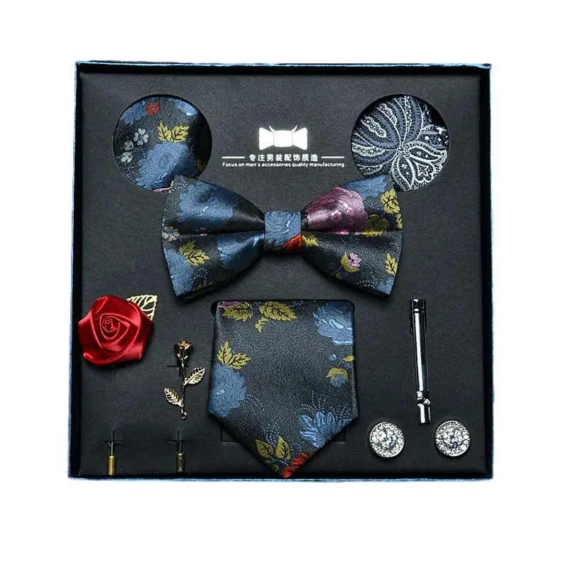 Деловой Подарок мужской набор галстуков Запонки галстук-бабочка зажим носовой платок наряд для вечевечерние Повседневный подарок для отца... от AliExpress RU&CIS NEW