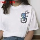 Футболка мужская с рисунком сказочного хвоста, Милый Винтажный топ в японском стиле гранж, летний белый топ