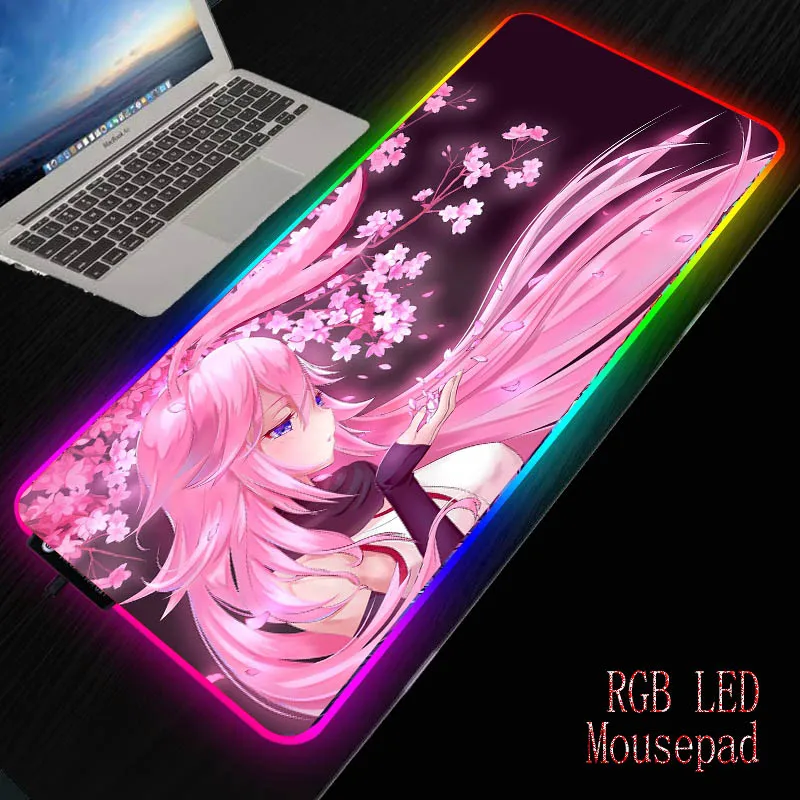Большой игровой коврик для мыши XGZ 900x40 0/350x600 мм с аниме розовыми цветами волосами