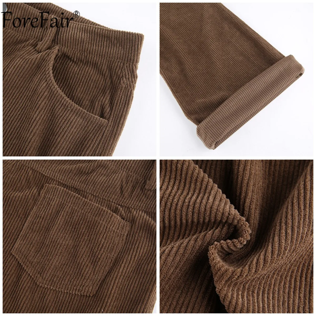 

Forefair Autumn Brown Corduroy Pants Women Mid Waist Casual Long Trousers Y2Y Retro Pants Fashion Harajuku Streetwear New Winter