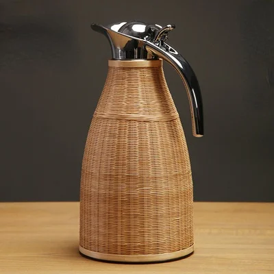 

Portable Water Kettle 2L Tea Kettle Thermostat Handmade Bamboo Weaving Water Bottles Thermo Cup Thermal Botella Agua Drinkware