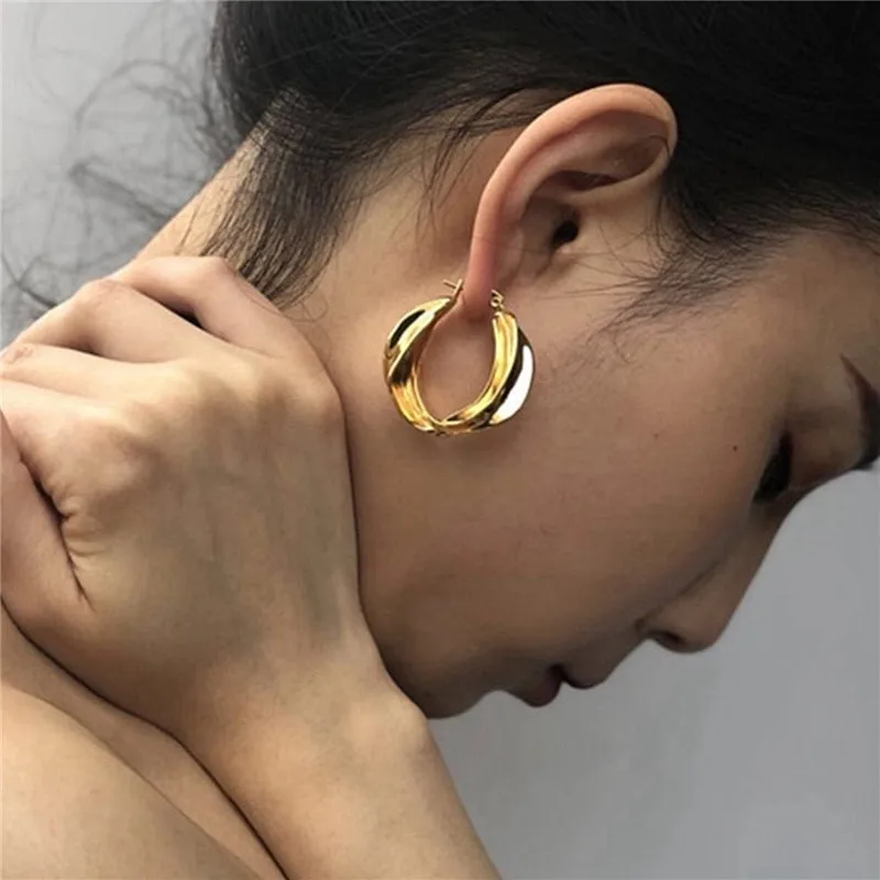 Simpledesign золотистые металлические геометрические Круглые Женские серьги в стиле