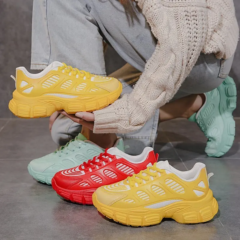 

Female Trainers Dad Shoes Fashion Women Chunky Sneakers Lace Up Breathable Mesh Lightweight Comfortable Walking Sport Shoes