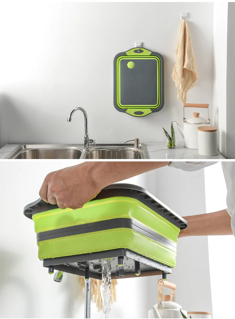 Складной разделочная доска Многофункциональный с дуршлаг для измельчения и
