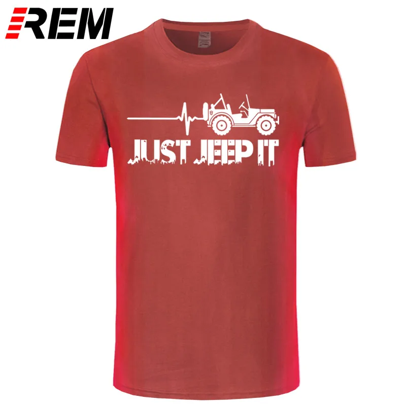 red white Футболка с принтом «Just Jeeps It Heartbeat», новая модная летняя футболка с круглым вырезом и надписью «Sunlight» - Цвет: red white
