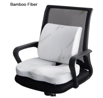 Bamboo Fiber 2 в 1 бамбуковое волокно с эффектом памяти, подушка для сиденья, Подушка для спины, медленный отскок, поддержка талии, набор для дома, офиса, забота о здоровье, Подушка для стула - Цвет: Bamboo Fiber