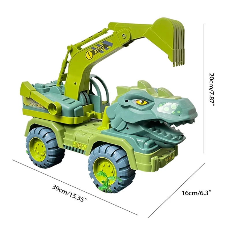 

Transporter Toy Car Boys Gift Large Inertial Dinosaur Head Excavator Engineer Vehicle Toy with Sound and Light