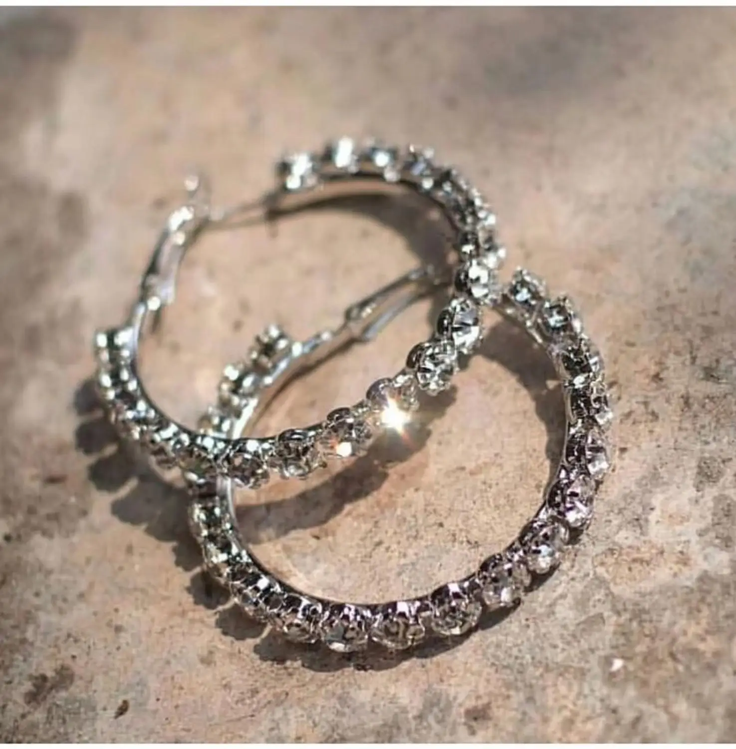 Классические трендовые Потрясающие стеклянные стразы серьги кольца с