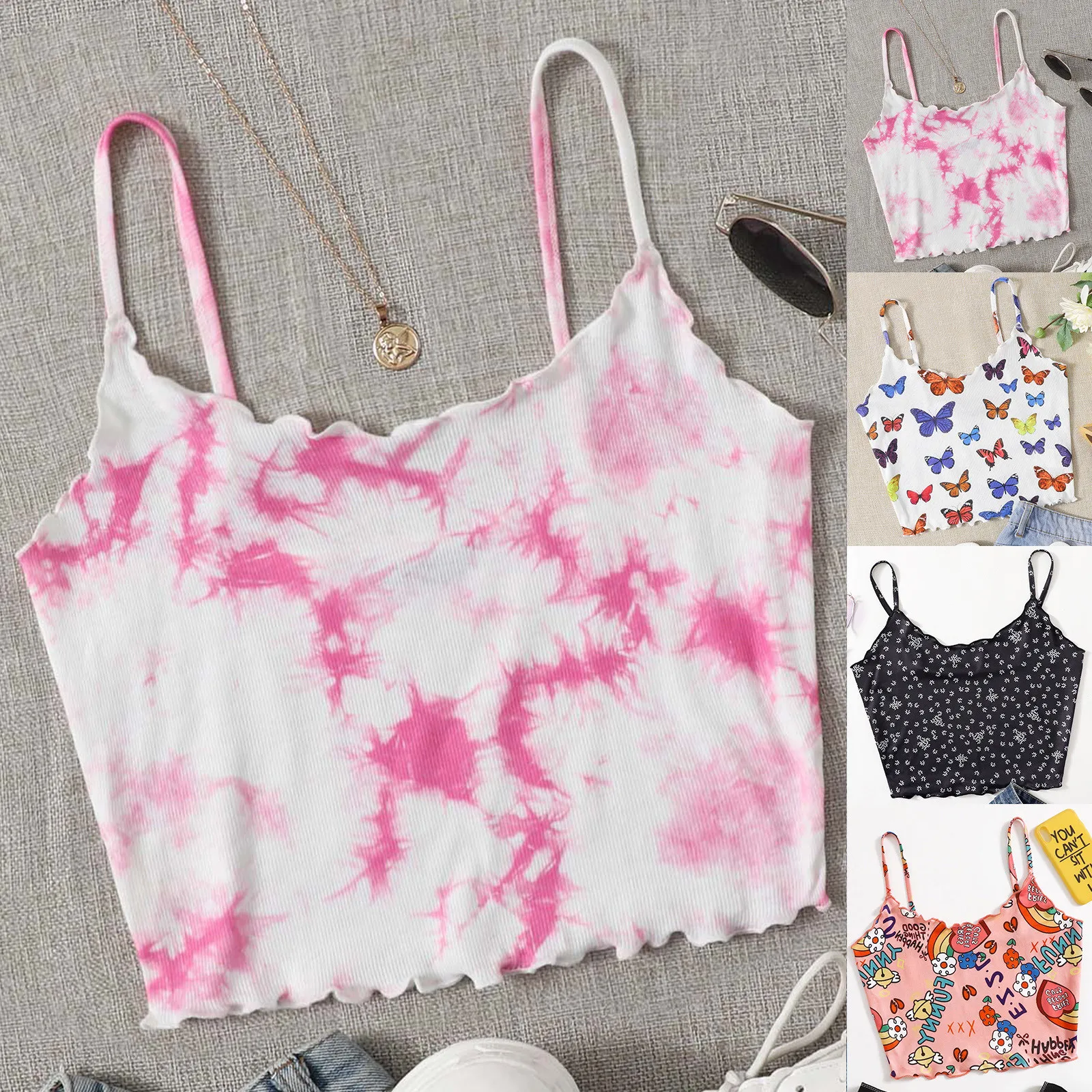 

Топ Топик енский Crop Top Women Ladies Print Sleeveless Pullover Vest Tank Crop Tops Women 2020 Shirts Топ енский 5S
