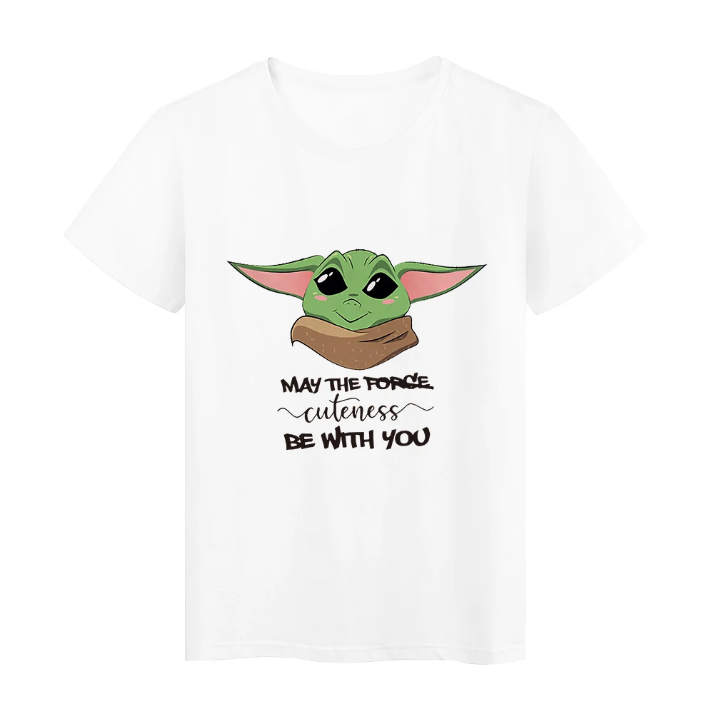 

Disney Cute and Funny Baby Yoda Printed Women Tshirt Kawaii Streetwear Style Teens Girls Popular Tops Tee Ulzzang Korean Trend