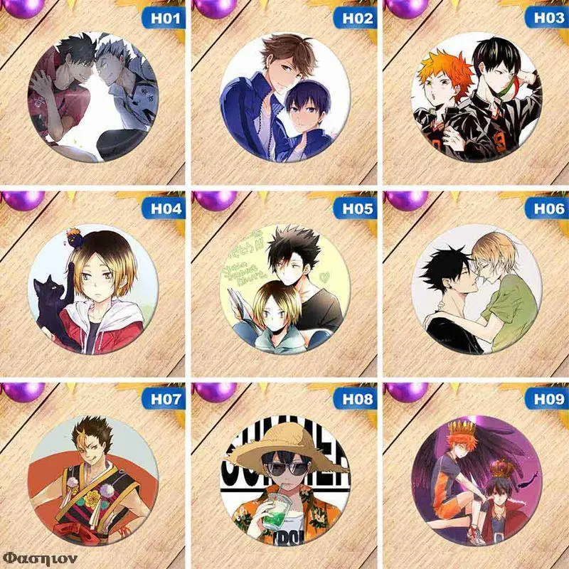 

Anime High Kyuu!! Enamel Pin Volleyball Boy Cos Tsukishima Firefly Sun Xiang Xcosplay Bedge Cartoon Bags Badge Brooch
