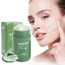 Green Tea Cleansing Mask Stick Solid Mask Oil Control Anti-Acne Blackhead Remover Eggplant Solid Cleaning Mask Skin Care Tools