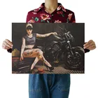 Плакат из крафт-бумаги с изображением красивой женщины и локомотива, украшение для дома, настенная наклейка, 50, 5x35 см