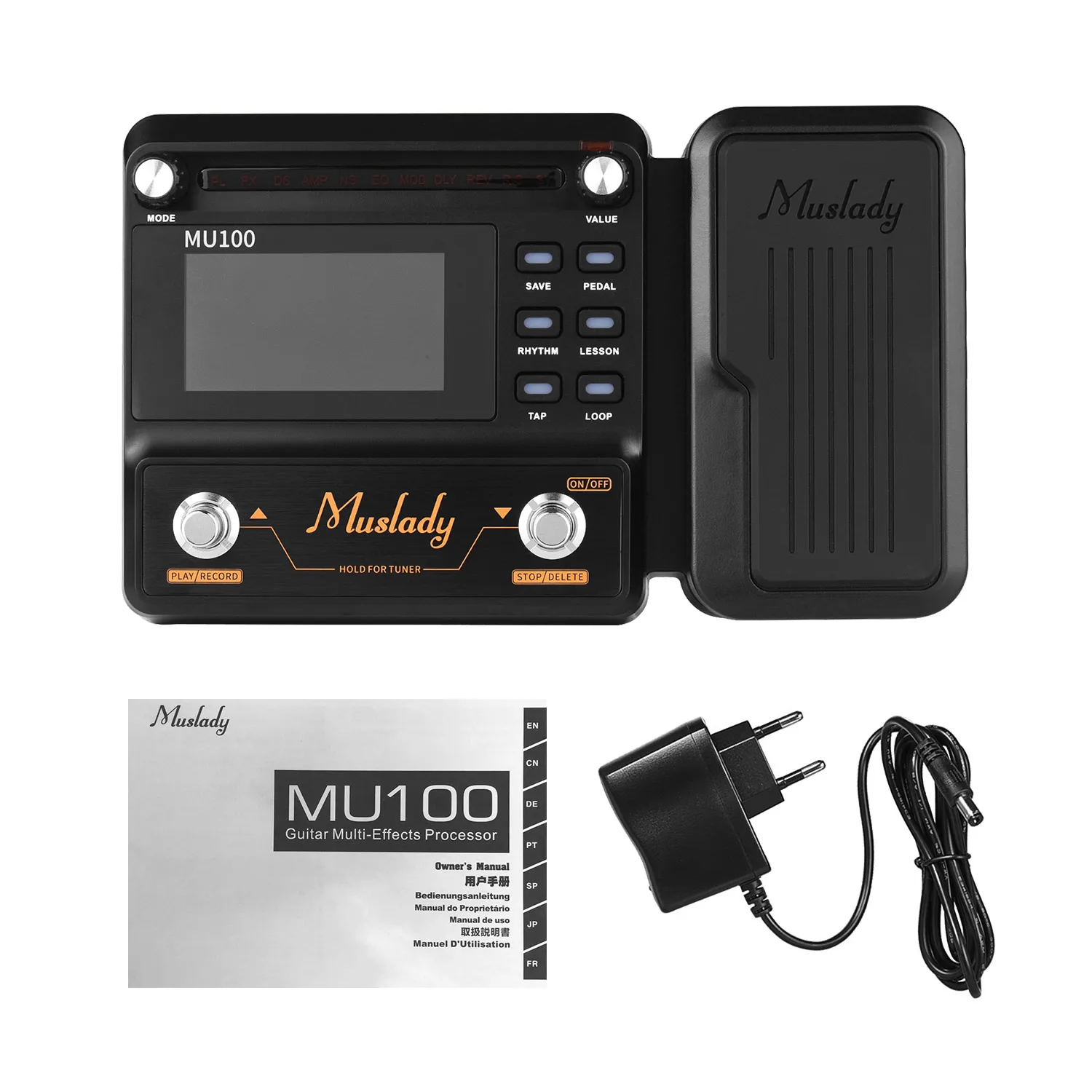 Музыкальный процессор эффектов для гитары Muslady MU100, поддерживающий запись петель длительностью 180 секунд, инструментальные компоненты.