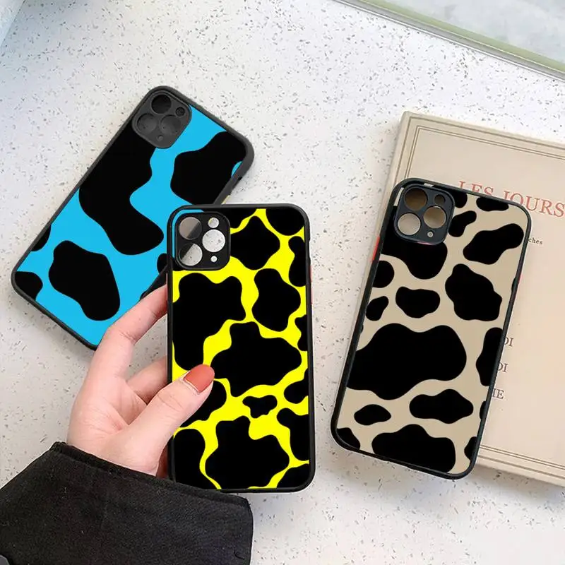 

Cow color Print fashion Phone Case Matte Transparent for iPhone 7 8 11 12 s mini pro X XS XR MAX Plus cover funda